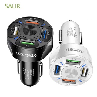 SALIR Práctico USB de 4 puertos Universal Carga rapida Cargador de coche Auto Nuevo Adaptador Teléfono inteligente QC 3.0 Pantalla LED