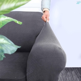 decdeal funda de sofá elástico antideslizante suave sofá funda lavable para sala de estar niños mascotas 3 asientos gris oscuro (3)
