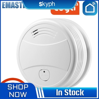 Tuya-Wifi Smart Detector De Humo Inalámbrico Sensor De Alarma De Fuego Control by App Home Office Protección Contra Incendios + =