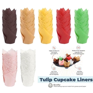 50 piezas desechables de tulipán en forma de flor cupcakes decoración muffin papel forro (1)
