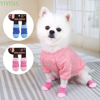 YIYISIS 4 piezas / juego Calcetines para mascotas Protector de pata Antideslizante Otoño invierno Grueso Lindo Cálido Bota de uso interior Zapatos Para Perros Pequeños