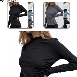 Cchstore-camiseta De Cintura baja Irregular para mujer con Lateral