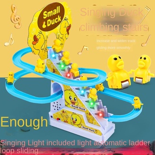 [Listo Stock] Influencer Patito Escalada Escaleras Pista Juguete Pequeño Pato Amarillo Cerdito Slide Juguetes Educativos Para Niños