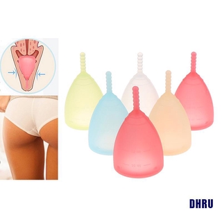 (DHRU) higiene femenina reutilizable de silicona médica suave mujeres menstruales período taza tamaño