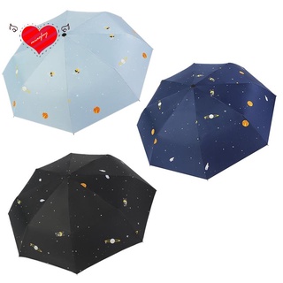Creative Star Universe Serie paraguas plegable Rainy Stellar Planet paraguas UV a prueba de lluvia sol sombrilla paraguas mujer negro