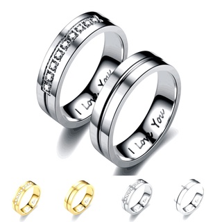 i love you - anillo para parejas de acero de titanio, unisex, acero inoxidable, anillo de diamantes, joyería clásica, regalo