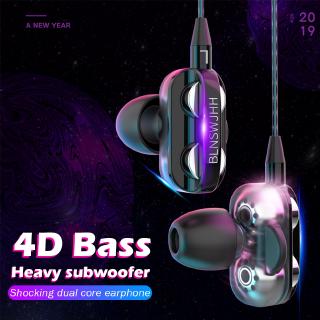 Nuevo audífonos graves 4d Dual altavoz control De cable De 3.5 mm Ear Buds doble Drive audífonos Estéreo con micrófono