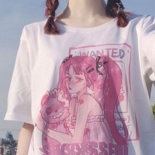 Korea Pop E-girl Guitar Print O-Neck Short Sleeve Women T-shirts