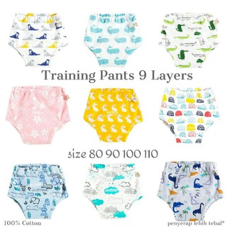 Pantalones de entrenamiento de gasa de 9 capas Semi Clodi impermeable transpirable algodón aprendizaje inodoro pantalones de entrenamiento