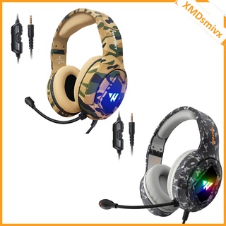 [smivx] Stereo RGB Gaming Headset for PS5/PS4 Controller, Noise Cancelling Over Ear Headphones with Mic, LED Light, Bass