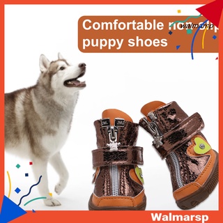 [Wmp] 4 piezas zapatos para perros Vintage antideslizantes transpirables para perros/mascotas/botines para exteriores