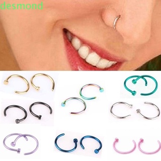 desmond1 punk anillos de labios de moda joyería cuerpo piercing de acero inoxidable tragus forma c delgado 10 piezas para mujeres anillos nariz/multicolor