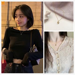 Collar Popular de cadena dorada con colgante de corazón/collar simple Coreano para mujer/joyería