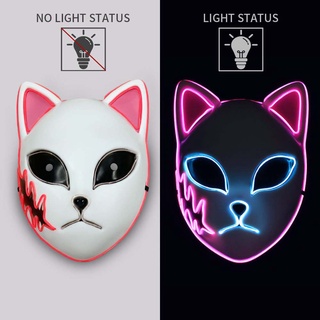 [demon slayer tanjiro nezuko zenitsu party mask]máscara de fiesta de anime sabito cosplay luz led headwear máscara de halloween props