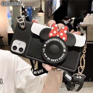 Minnie Mickey Casing Oppo A94 A54 4G A53 A73 A93 A8 A31 A53 A9 A5 2020 A15 A52 A92 A12 A12E A5s A3s A7 A83 F5 A73 A57 A39 A59 F1s A37 A71 A77 A73 2018 F17 F19 F7 F9 F11 Pro Cartoon Card Wallet Phone Case Cover With Rope Strap (3)