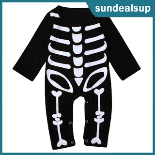 [sund] bebé halloween esqueleto disfraz traje mameluco de una sola pieza mono para niños niñas (4)