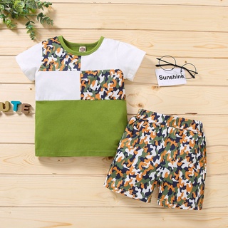╭trendywill╮Newborn Infant Baby Boys Camouflage Print T Shirt Tops Shorts Outfits Set