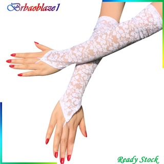 Women Lace Floral Mesh Gloves Ladies Costume Party Fingerless Long Mittens
