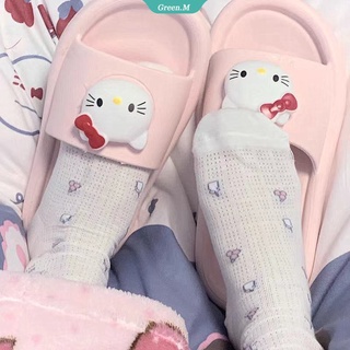 Zapatillas De Hogar De Fondo Plano Baño Antideslizantes Chanclas De Las Mujeres Sandalias De La Moda De Hello Kitty Interior [GM] (5)