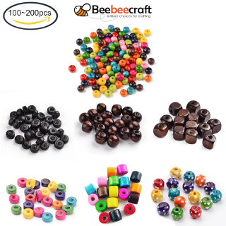 100-200 pzs cuentas de bolas de Color mixto redondos de madera para hacer pulseras
