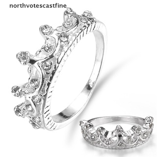 northvotescastfine princesa mujer plata diamantes de imitación circonita reina corona anillo de boda amante regalo nvcf