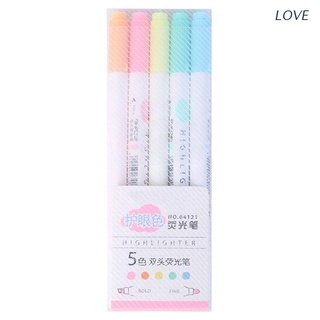 Love 5pzs Marcadores Fluorescentes Coloridos con doble punta/Marcadores/resaltadores/colores dulces/Fluorescentes/papelería/regalo