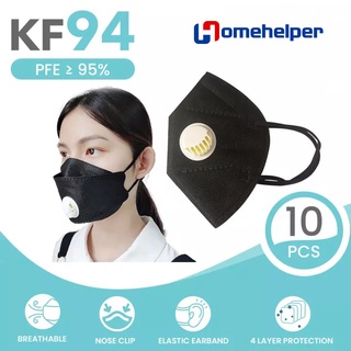 10 piezas de cubrebocas coreana KF94 con válvula de respiración, máscara kn95 lavable y a prueba de polvo con 4 capas de protección earphone2