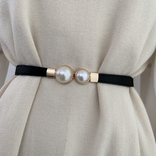 El Nuevo Par De Perlas Hebilla Decorativa Cinturón De Las Mujeres Delgada , Simple Y Versátil Marea Con Suéter Vestido Elástico Cintura Quipre