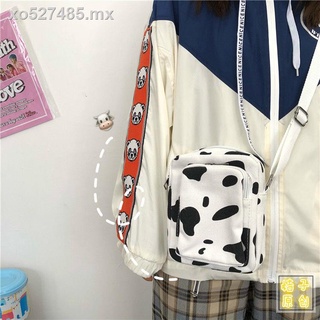 ✺❉♣Bolso lindo de la muchacha salvaje del estilo japonés de Harajuku, bolso de lona de la vaca retro del ins coreano femenino, bolso del mensajero del estudiante (6)
