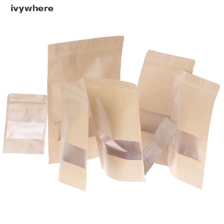 ivywhere 10 bolsas de embalaje de papel kraft regalo de caramelo paquete reciclable de alimentos zip lock pack mx
