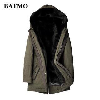 Batmo-chaqueta con capucha para hombre, parka con forro de piel de lobo real 100% natural, cálida, de alta calidad, para invierno, novedad