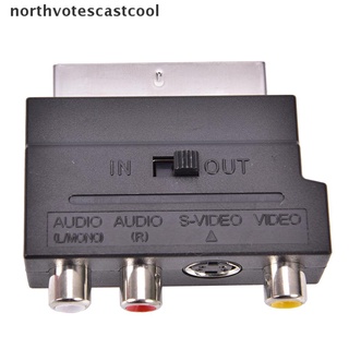 northvotescastcool adaptador de scart bloque av a 3 rca phono compuesto s-video con interruptor de entrada/salida gold nvcc (3)