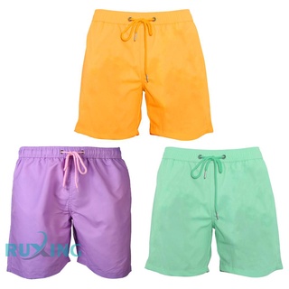 [Ruxing] tallas grandes verano hombres natación troncos cambio de Color pantalones cortos de playa cordón de secado rápido trajes de baño cortos