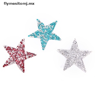 【flymesitomj】 6 cm star design hotfix rhinestone motif iron on patches applique for heat transfer [MX]
