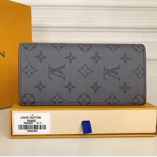 Listo para enviar 100% original auténtico Louis Vuitton LVBrazza cartera para hombre nueva cartera de flores gris 62665