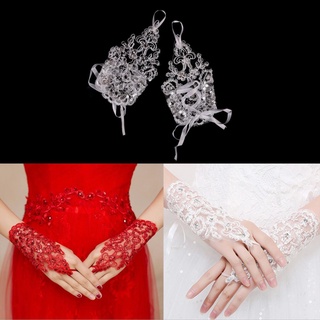 【flymesitomj】 Wrist Flower Lace Bridal Gloves Wedding Gloves Dress Short Paragraph Mitts [MX]