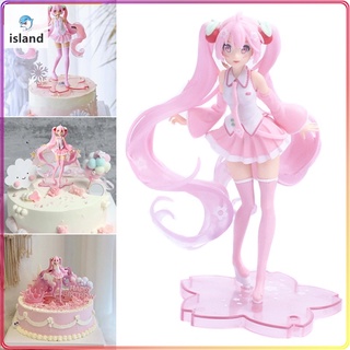 lindo miku hatsune niñas figuras de acción juguetes miku figura 14cm coleccionando regalos pvc anime modelo rosa sakura muñeca adornos/multicolor
