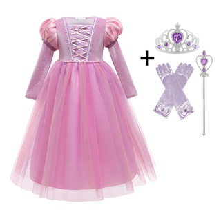 Vestido Largo De Fiesta Púrpura , Vestidos De Niños Para Niñas , Rapunzel , Halloween , Carnaval , Princesa , Boda , Ceremonia , flowe