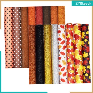 16PCS Faux Leather Sheets, Glitter Synthetic Leather Sheets, Faux Leather Fabric Craft Sheets for DIY Earrings Bags Hair
