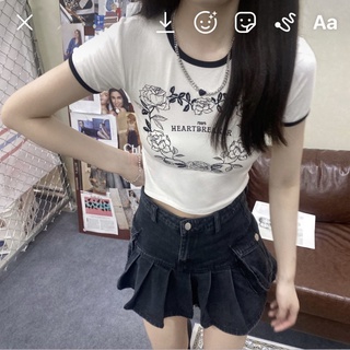 【inventario disponible】liu*Falda de mezclilla plisada para mujer de verano, la nueva versión coreana de la cintura alta era delgada y combinada con una pequeña falda a la cadera (6)