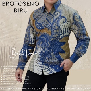 Brotoseno azul de manga larga Batik camisa de los hombres Batik camisa de los hombres de manga larga Batik camisa de los hombres por Batik Tuman