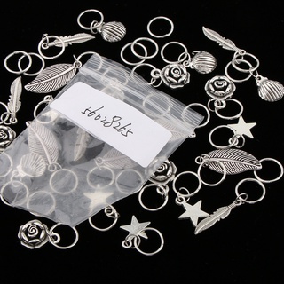 [listo stock] 35 piezas anillo de pelo trenzado anillos de pelo bucles clips 6 estilos accesorios - aleación pluma shell estrella hoja bucles flor