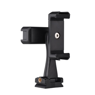 Andoer AD-04 Universal Phone Tripod Mount with Dual Phone Holders Vertical Horizontal Phone Clamp 4 Cold Shoe Mount Multifunctional Smartphone Holder for Vlog Live Streaming Oline Video Teaching Meeting