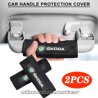 2pcs Car Interior Door Handle Protective Cover Auto Emblem Roof Pull Gloves for Skoda Kodiaq Octavia Superb Fabia