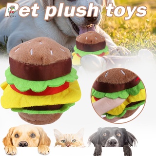 Squeaky Pet Plush Toy Cartoon Burger Shaped Cat Puppy Chewer Vent Toys Pet Teeth Cleaning Training Pet Bite Toy