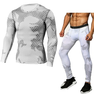 [Disponible En Inventario] Camiseta De Secado Rápido Para Hombre/Con Estampado De Camuflaje/Pantalones Deportivos (1)