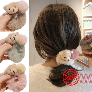 oso peludo peludo elástico bandas para el cabello adorable colorido niñas titular de piel cuerda accesorios para q3x4
