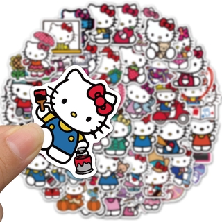 50 pegatinas de carácter coreano lindo de hello kitty, pegatinas de equipaje portátil impermeable diy (6)
