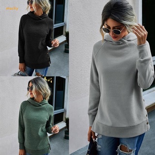 muc Women Hoodies Sweatshirt Casual Solid Color Loose Long Sleeve Jumper Pullover