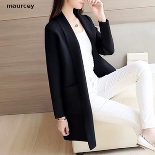 maurcey mujeres abrigo salvaje suelto largo prendas de punto cardigan suéter bolsillo de manga larga Chamarra mx (1)